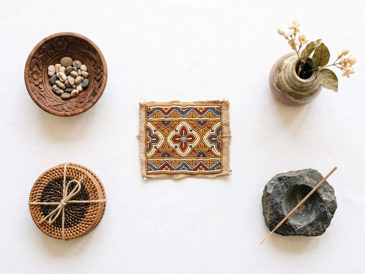 Bali handicraft products styled as an e-commerce flat-lay