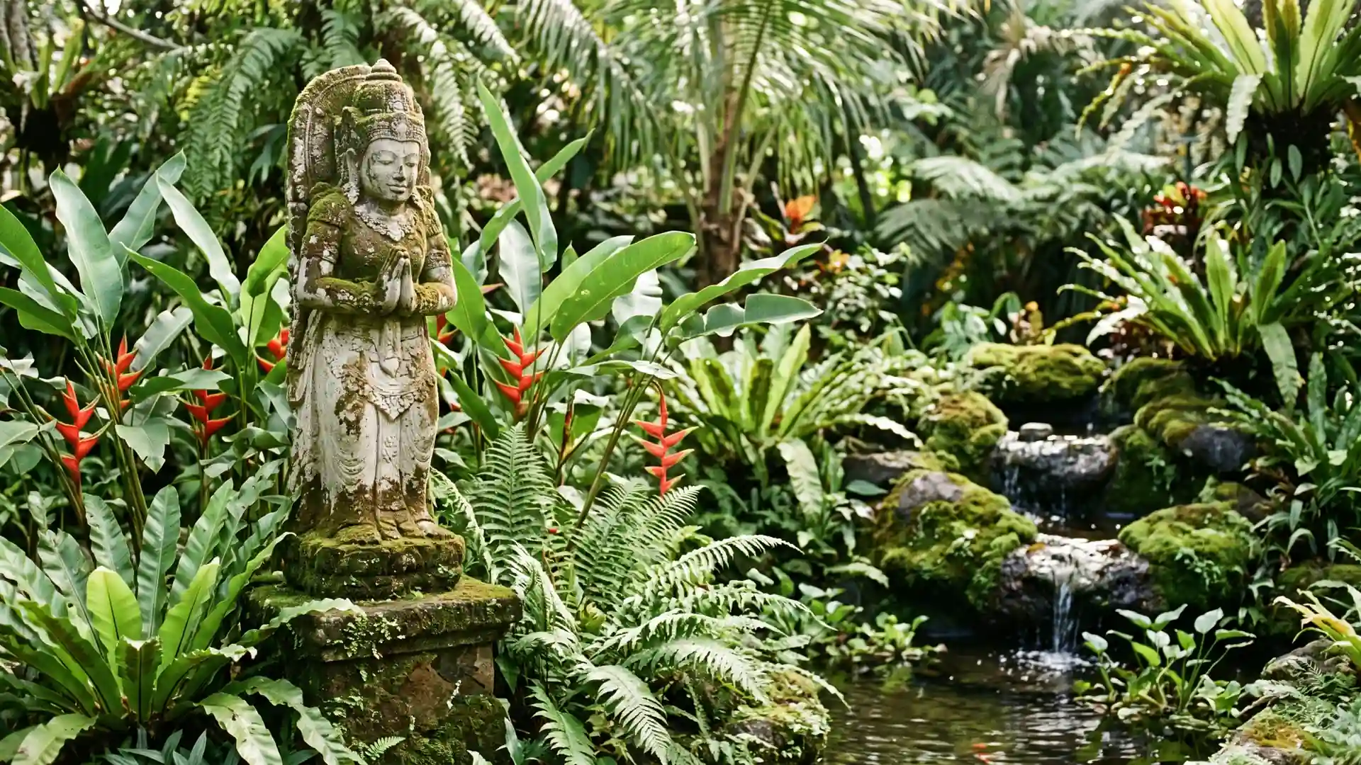 Carved stone garden statue sourced from Bali