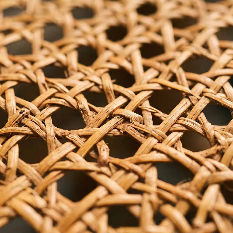 Close-up of the woven rattan technique used in Bali lighting
