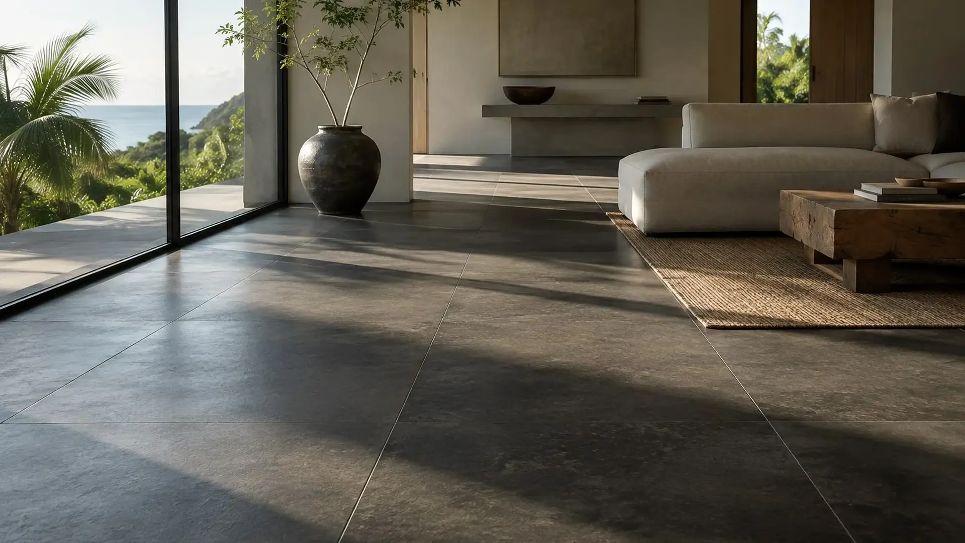 Lavastone basalt floor tiles from Bali, sourced for tiles and flooring by ExportBali