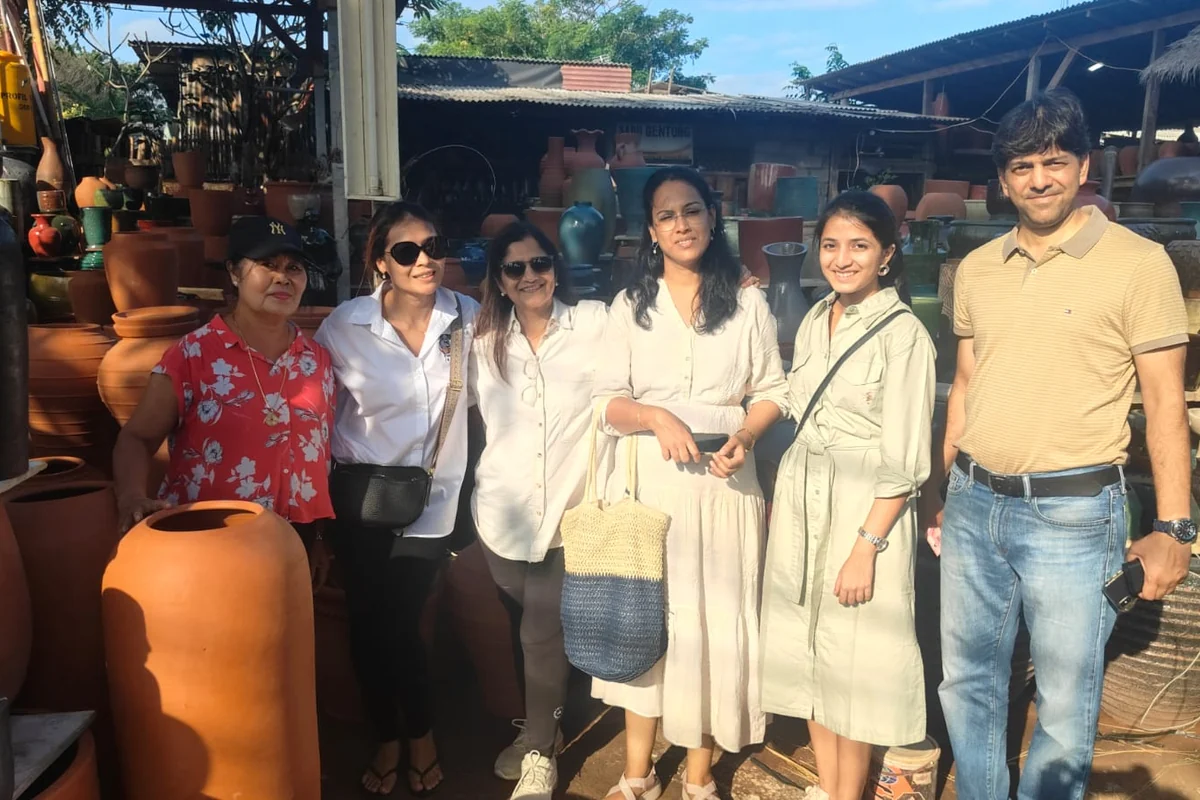 Buying trip group at a Bali pottery supplier with ExportBali