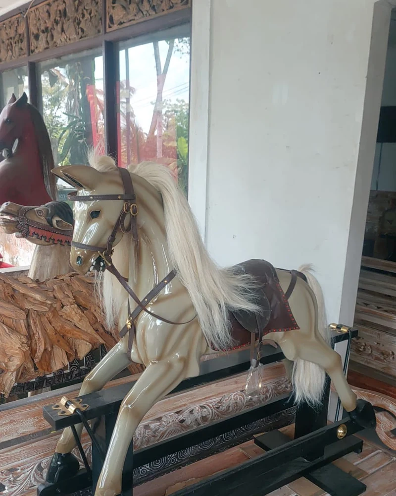 Handmade wooden rocking horse from a Bali supplier