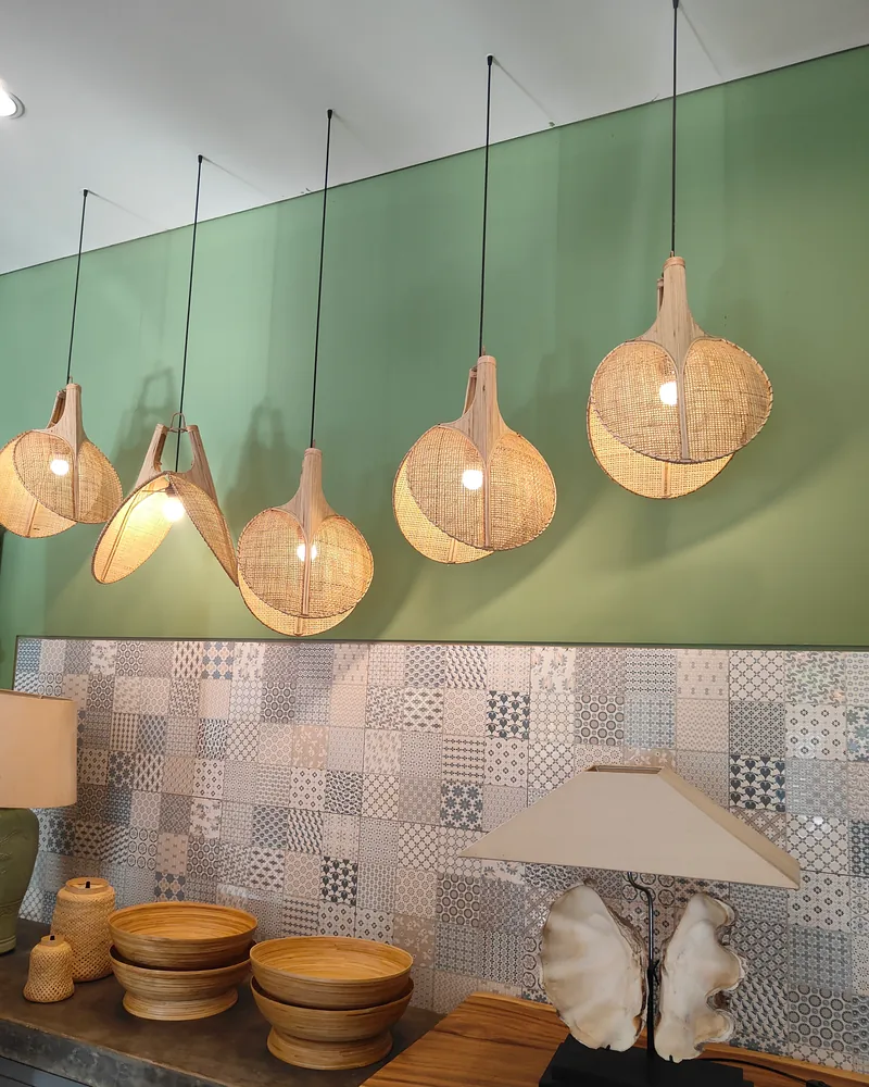 Woven pendant lamps from a Bali lighting supplier